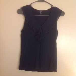 Dark Green Sleeveless Top with Ruffle Detail